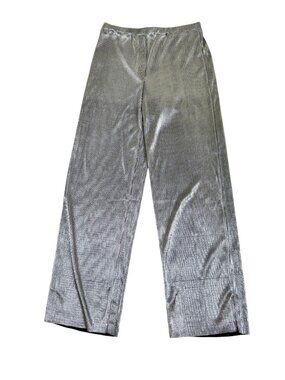 Alembika Metallic Silver Pleated Pants High Rise Wide Leg Size (2, 28" W) NWT